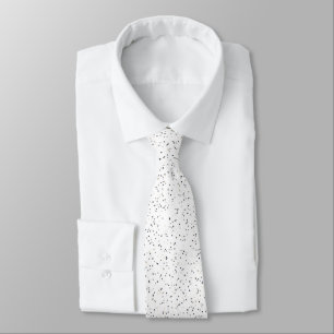 Tiny Monochrome Black, Grey & Cream Dots on White Tie