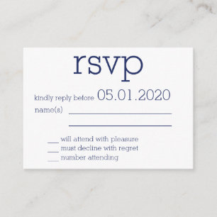 Tiny Monogrammed White Modern Wedding RSVP Cards