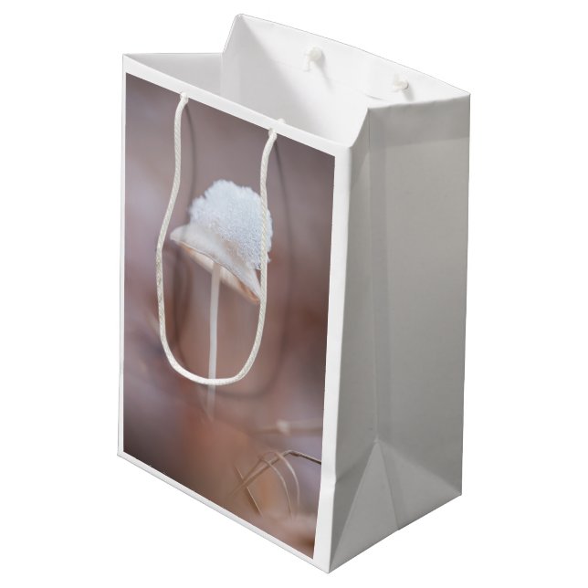 Tiny Mushroom Nature Photo Medium Gift Bag (Back Angled)