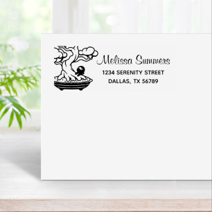 Tiny Ninja and Bonsai Tree Address 3 Rubber Stamp