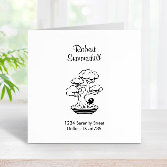 Tiny Ninja and Bonsai Tree Address Rubber Stamp (Creator Uploaded)