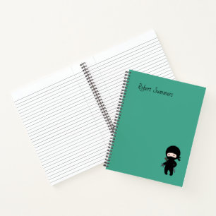 Tiny Ninja Custom Name on Dark Green Notebook