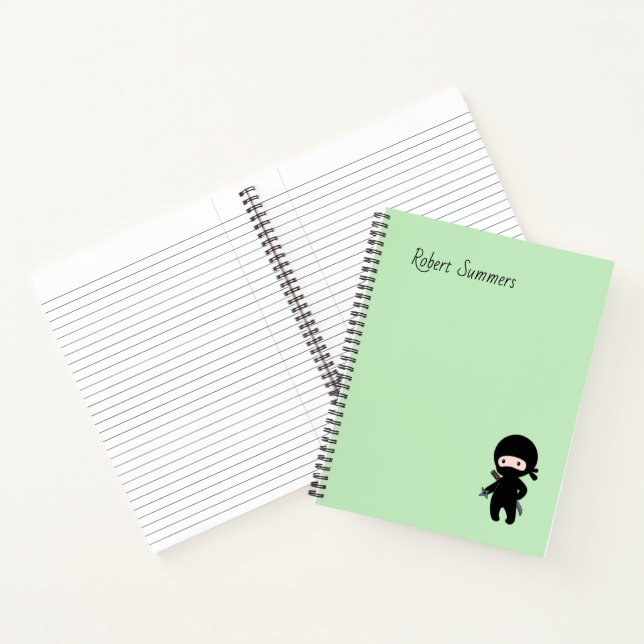 Tiny Ninja Custom Name on Green Notebook (Inside)
