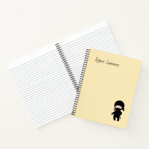 Tiny Ninja Custom Name on Yellow Notebook