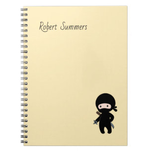 Tiny Ninja Custom Name on Yellow Notebook