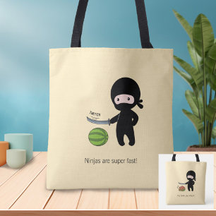 Tiny Ninja Cutting Watermelon 2 Sides Yellow Tote Bag