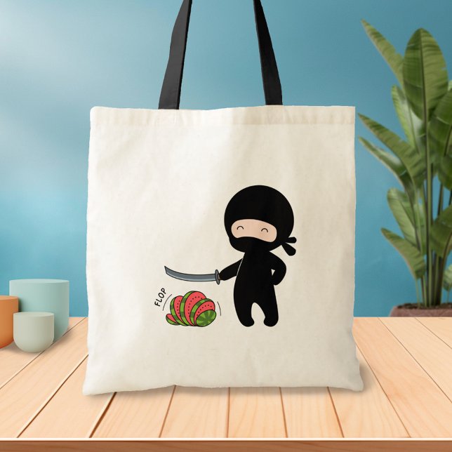 Tiny Ninja Cutting Watermelon Tote Bag (Creator Uploaded)