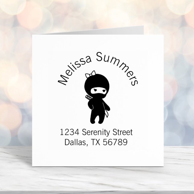 Tiny Ninja Girl Address Self-inking Stamp (Creator Uploaded)