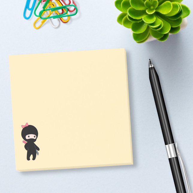 Tiny Ninja Girl on Yellow Post-it Notes (Creator Uploaded)