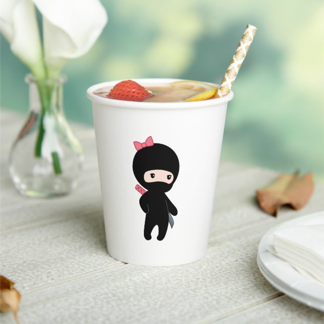 Tiny Ninja Girl Paper Cups (Insitu)