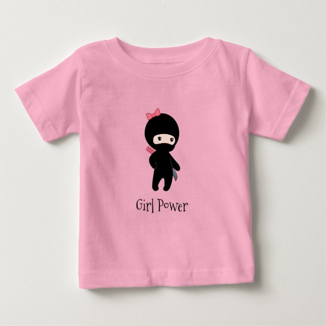 Tiny Ninja Girl Quote - Girl Power Baby T-Shirt (Front)