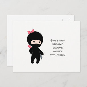 Tiny Ninja Girl Quote Postcard