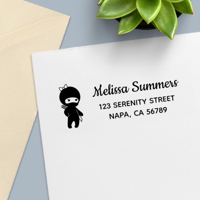 Tiny Ninja Girl Return Address Self-inking Stamp (Creator Uploaded)