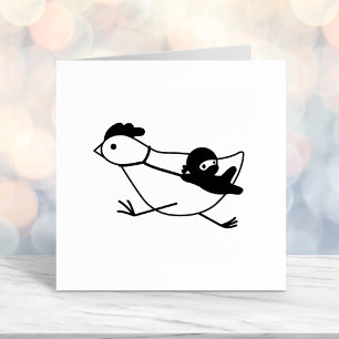 Tiny Ninja Holding Running Chicken Self-inking Stamp