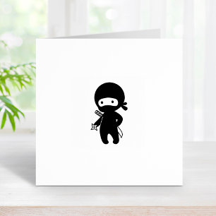 Tiny Ninja Holding Throwing Star 1x1 Rubber Stamp
