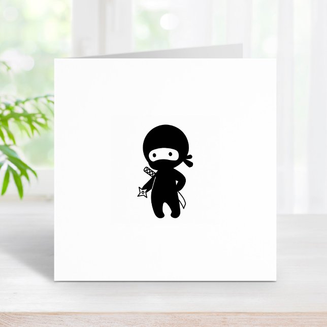 Tiny Ninja Holding Throwing Star 1x1 Rubber Stamp (Creator Uploaded)