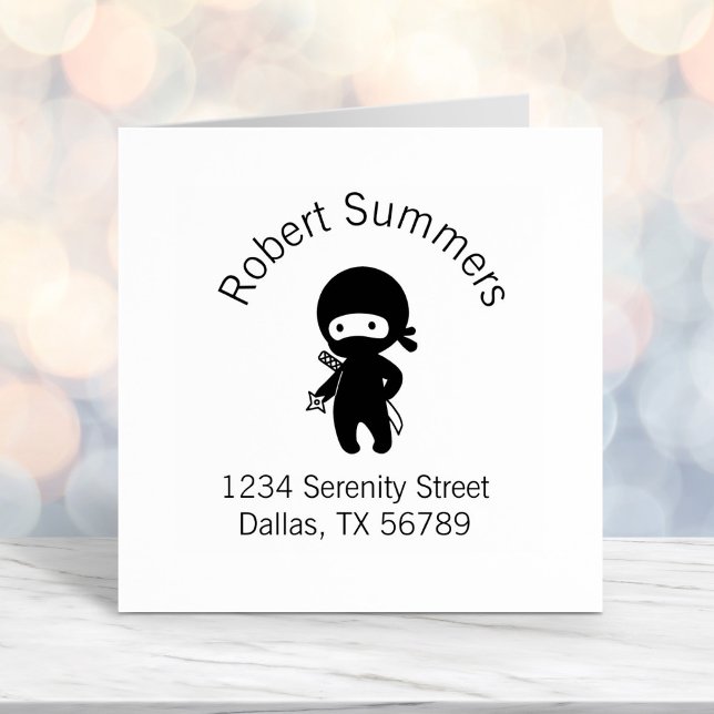 Tiny Ninja Holding Throwing Star Arch Address Self-inking Stamp (Creator Uploaded)