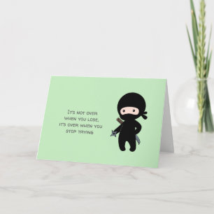 Tiny Ninja Holding Throwing Star Quote Blank Card