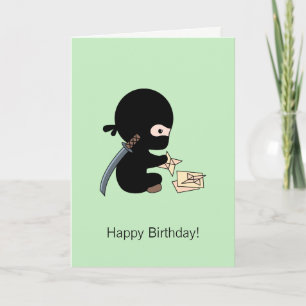Tiny Ninja Makes Origami Paper Star Green Birthday Card