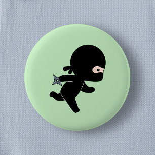 Tiny Ninja Running on Green 6 Cm Round Badge