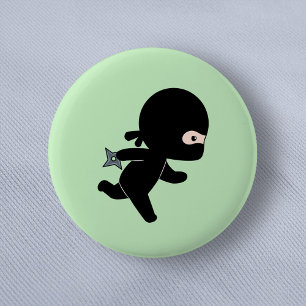 Tiny Ninja Running on Green 6 Cm Round Badge