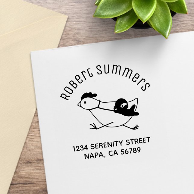Tiny Ninja Taming Chicken Arch Address Rubber Stamp (Creator Uploaded)