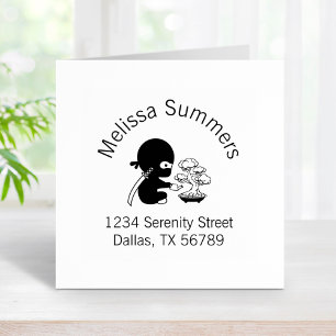 Tiny Ninja Watering Bonsai Tree Arch Address Rubber Stamp