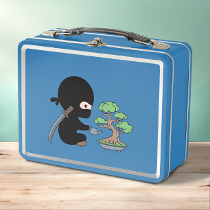Tiny Ninja Watering Bonsai Tree Metal Lunch Box