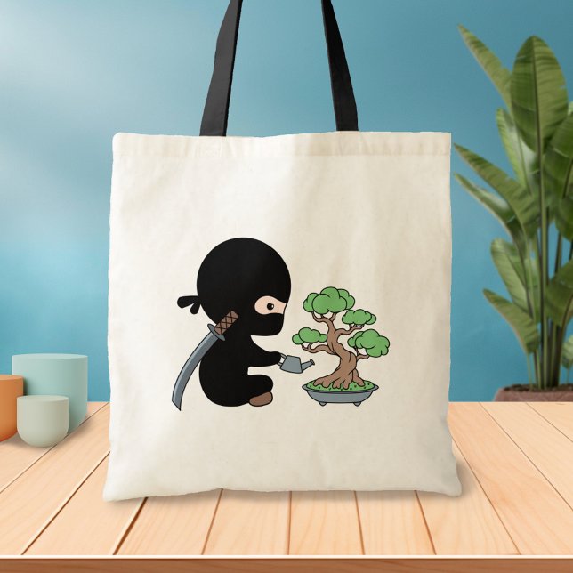 Tiny Ninja Watering Bonsai Tree Tote Bag (Creator Uploaded)