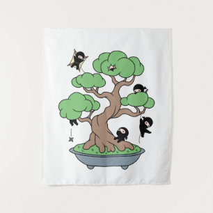 Tiny Ninjas in Bonsai Tree Tapestry