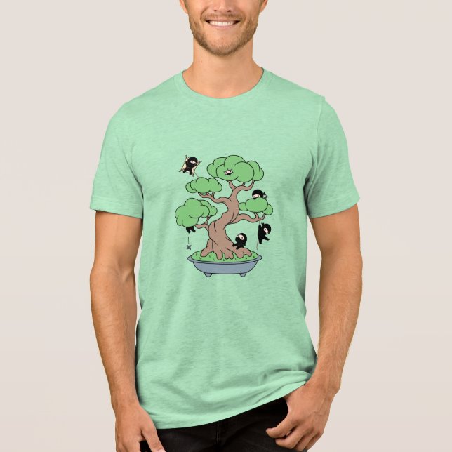Tiny Ninjas in Bonsai Tree Tri-Blend Shirt (Front)