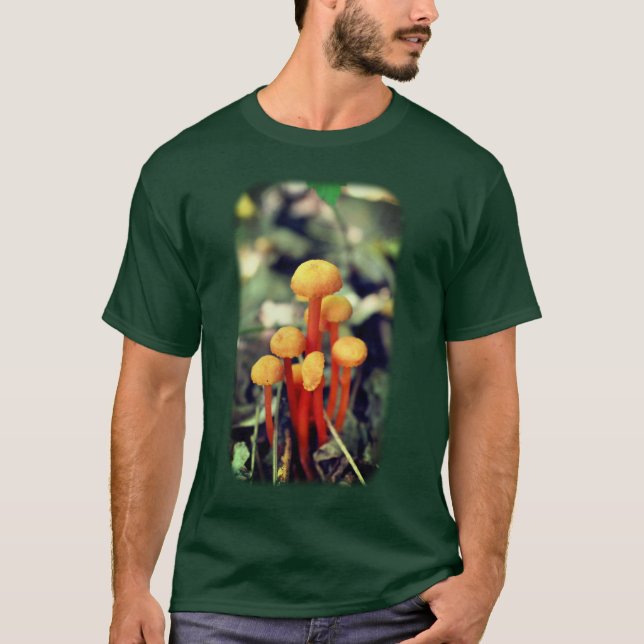Tiny Orange Mushrooms Nature  T-Shirt (Front)