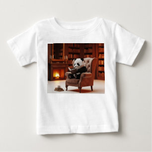 Tiny Panda Reading in Cosy Library Baby T-Shirt
