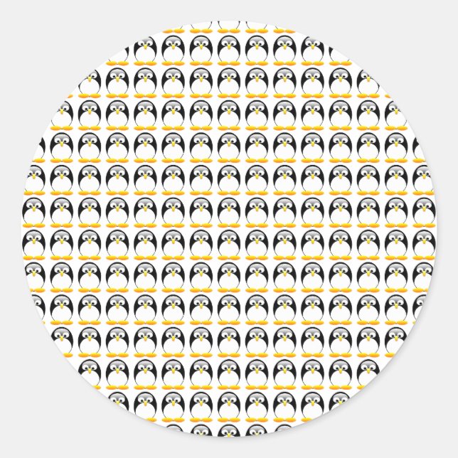 Tiny Penguins Classic Round Sticker (Front)