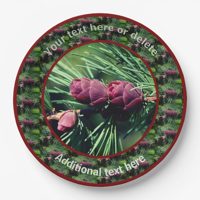 Tiny Pinecones Nature Personalised Party  Paper Plate (Front)