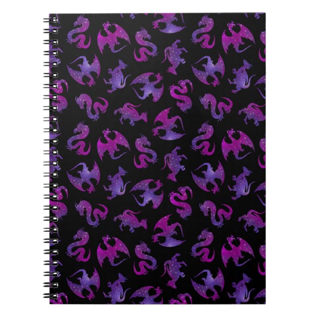Tiny Pink and Purple Space Dragons Notebook (Front)