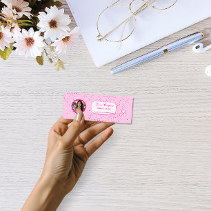Tiny Pink and White Hearts Love Coupons with Photo Mini Business Card