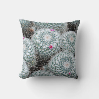 Tiny Pink Flowers Cactus Plants Cushion