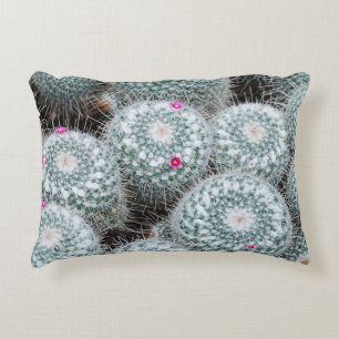 Tiny Pink Flowers Cactus Plants Decorative Cushion