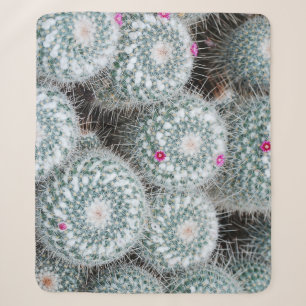 Tiny Pink Flowers Cactus Plants Sherpa Blanket