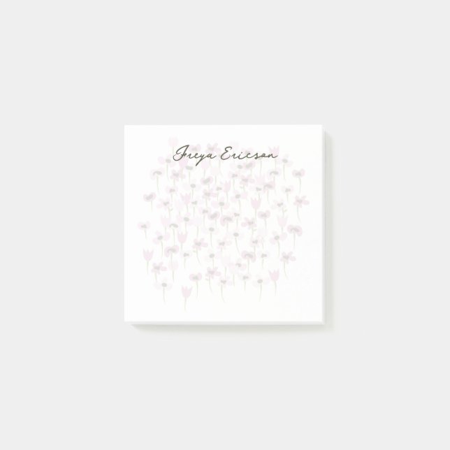 Tiny Pink Flowers Post-it® Notes Template (Front)