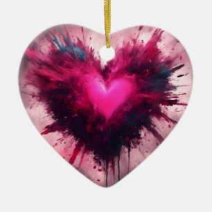 Tiny Pink Heart Ceramic Tree Decoration