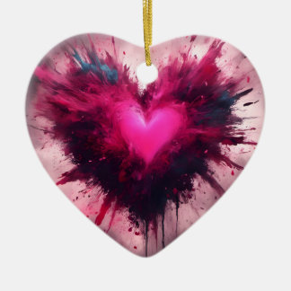 Tiny Pink Heart Ceramic Tree Decoration