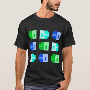 Tiny Pixel Fishies, Green Cyan Blue T-Shirt