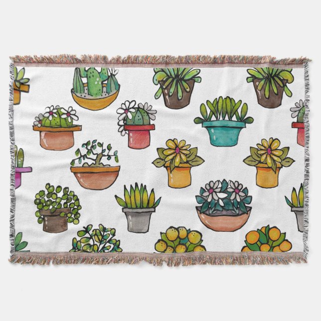Tiny Plants In Pots Baby Burp Cloth Throw Blanket (Front)