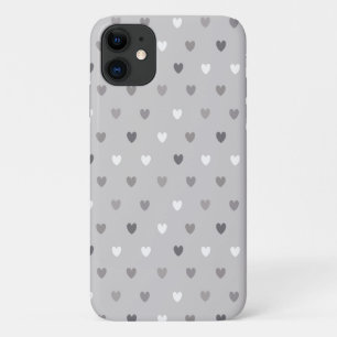 Tiny polka hearts in shades of grey Case-Mate iPhone case