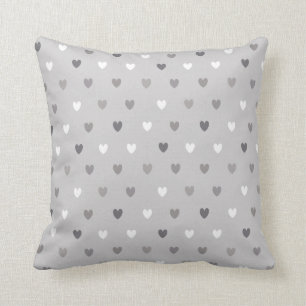 Tiny polka hearts in shades of grey cushion