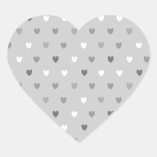 Tiny polka hearts in shades of grey heart sticker