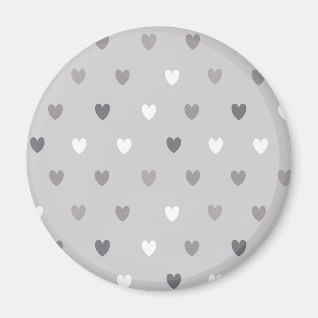 Tiny polka hearts in shades of grey magnet (Front)