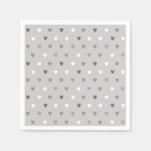 Tiny polka hearts in shades of grey napkin